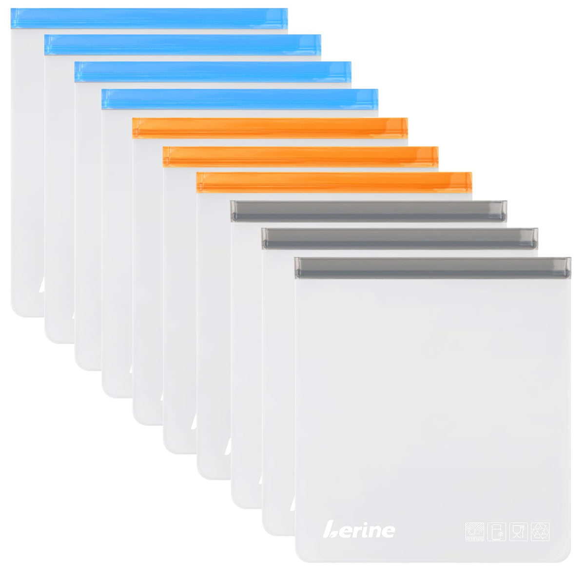 Lerine 5 Pack Reusable 2 Gallon Freezer Bags Dishwasher Safe