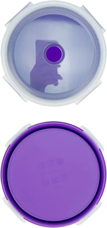 1200ml Large Camping Bowl with Foldable Spoon, Collapsible Bowl With Lid, Silicone Bento Box, For Travel Camping Meal Prep & Food Storage, Microwave Dishwasher Safe, Purple