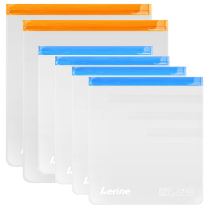 Lerine 5 Pack Reusable 2 Gallon Freezer Bags Dishwasher Safe