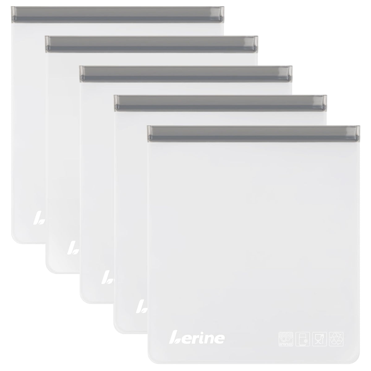 Lerine 5 Pack Reusable 2 Gallon Freezer Bags Dishwasher Safe