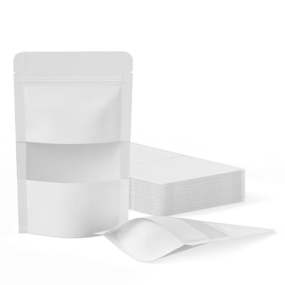 FireKylin 100 Pcs Resealable Bags, Matte Window, Paper, Brown,5.9 x 8.6 in