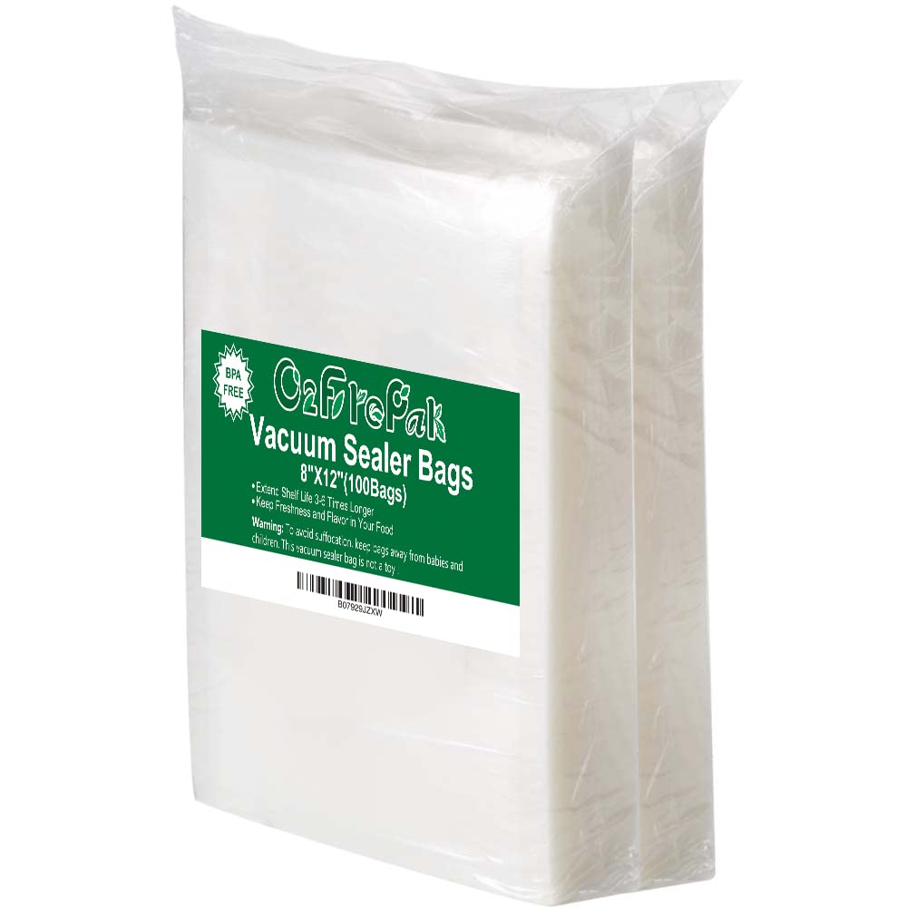 O2frepak Quart 8"x12" Vacuum Sealer Bags 100ct for Food Storage