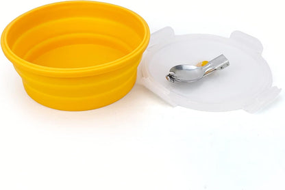 1200ml Large Collapsible Bowl With Lid, Camping Bowl with Foldable Spoon, Silicone Bento Box For Meal Prep & Food Storage, Microwave Safe, Orange