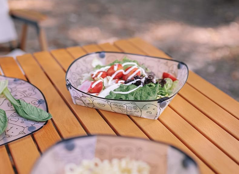 Portable Scouting & Camping Tableware Set of 6 Pieces, Folding Plate, Bowl, Water Cup, Easy-Clean, Ultra-Light, Heat-Resistant,Collapsible, Food-Grade Material, for Outdoor Picnics