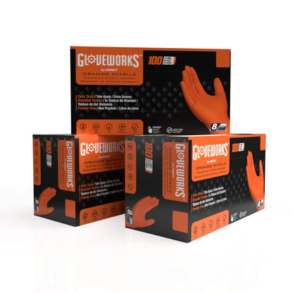 GLOVEWORKS Nitrile Gloves Disposable Orange 8 mil