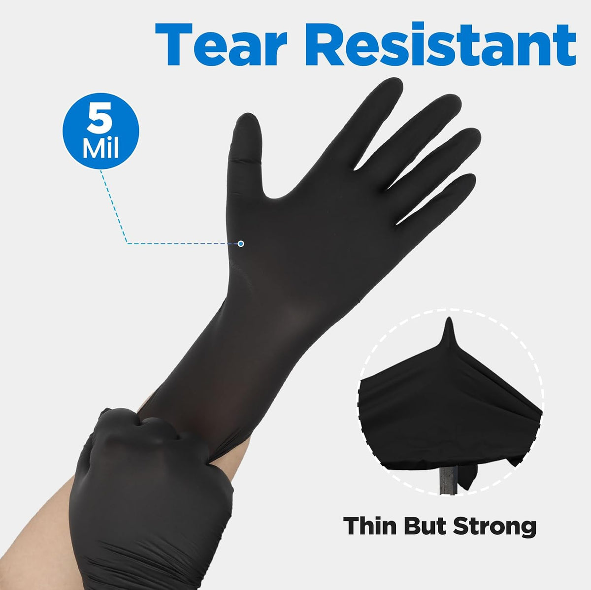 Food Grade 5 Mil Disposable Nitrile Gloves Large, 100Pcs