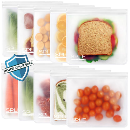 SPLF 6 Pack Reusable Gallon Freezer Bags Dishwasher Safe, Gray