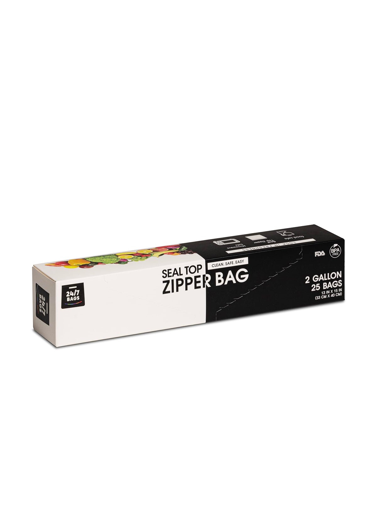 Gallon Food Storage Bags, Thick Non-Stand-Up Bag, Double Zipper Seal, BPA-Free, with Write-On Space - 120 Count