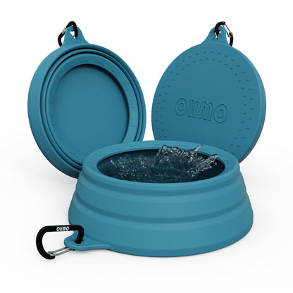 OHMO Spill Proof Collapsible Dog Bowl, 34oz Portable Dog Water Bowl