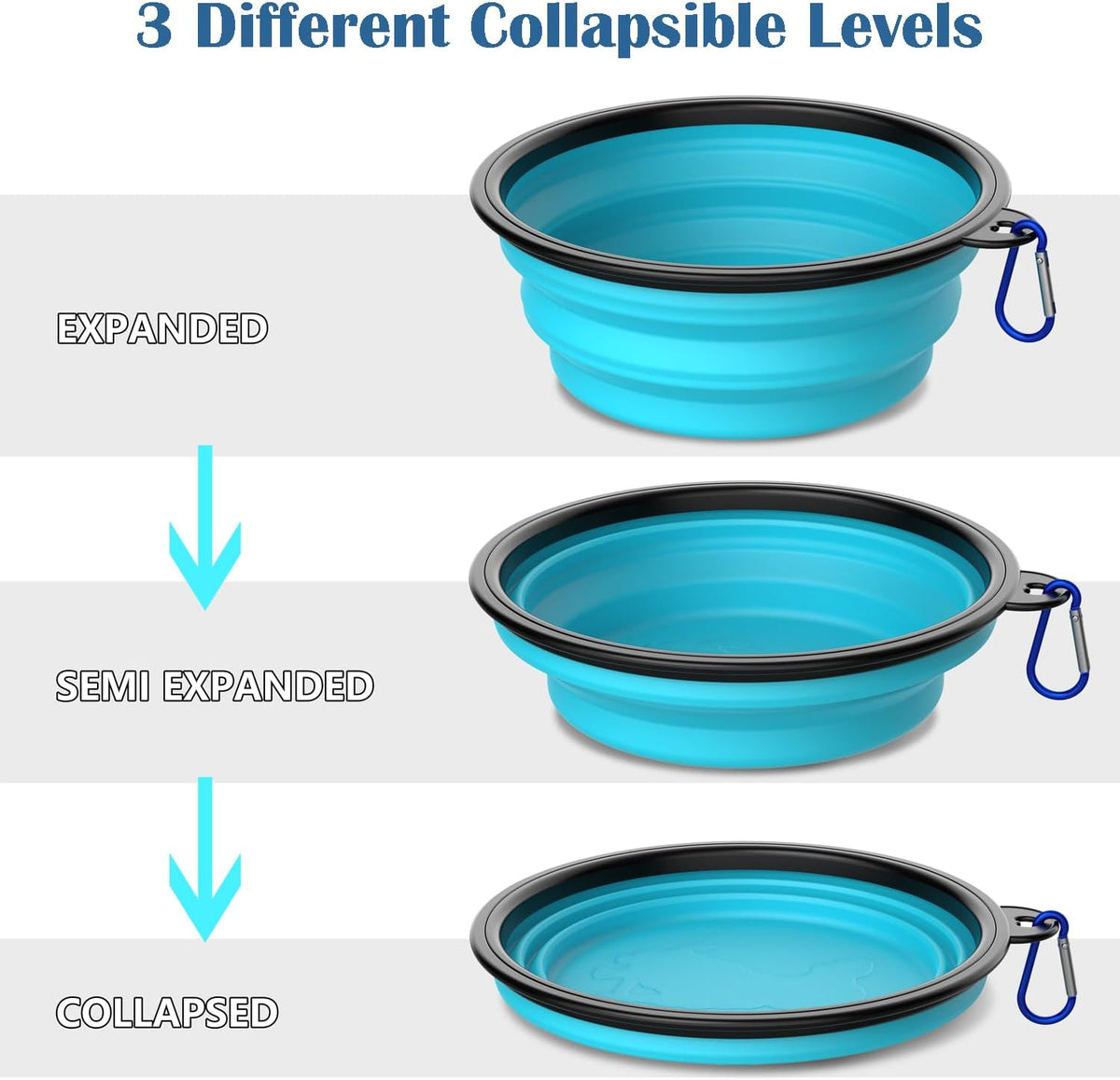 Collapsible Dog Bowls [3 Pack] 34 oz, Travel Dog Bowls, Pet Bowl Portable Foldable Water Food Feeding Dishes with Carabiner Clip for Traveling Hiking Walking-Red & Orange & Yellow