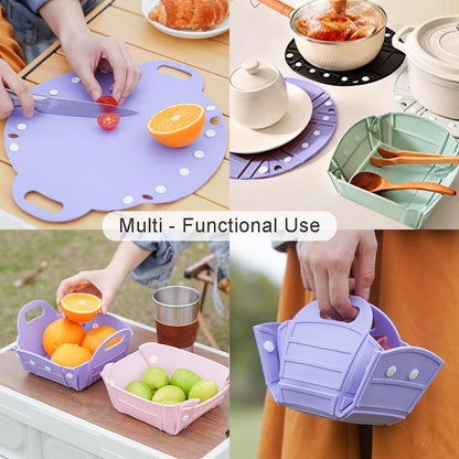 OULIGET Collapsible Camping Bowl,Silicone Bowl Portable Camping Tableware,Free Folding Plate with Handle,Space Saving Camping Essentials Outdoor,RV,2 Pieces
