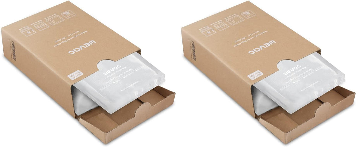 Wevac 8"x12" Vacuum Sealer Bags for Food, 200 Precut Quart Bags, Keeper Box