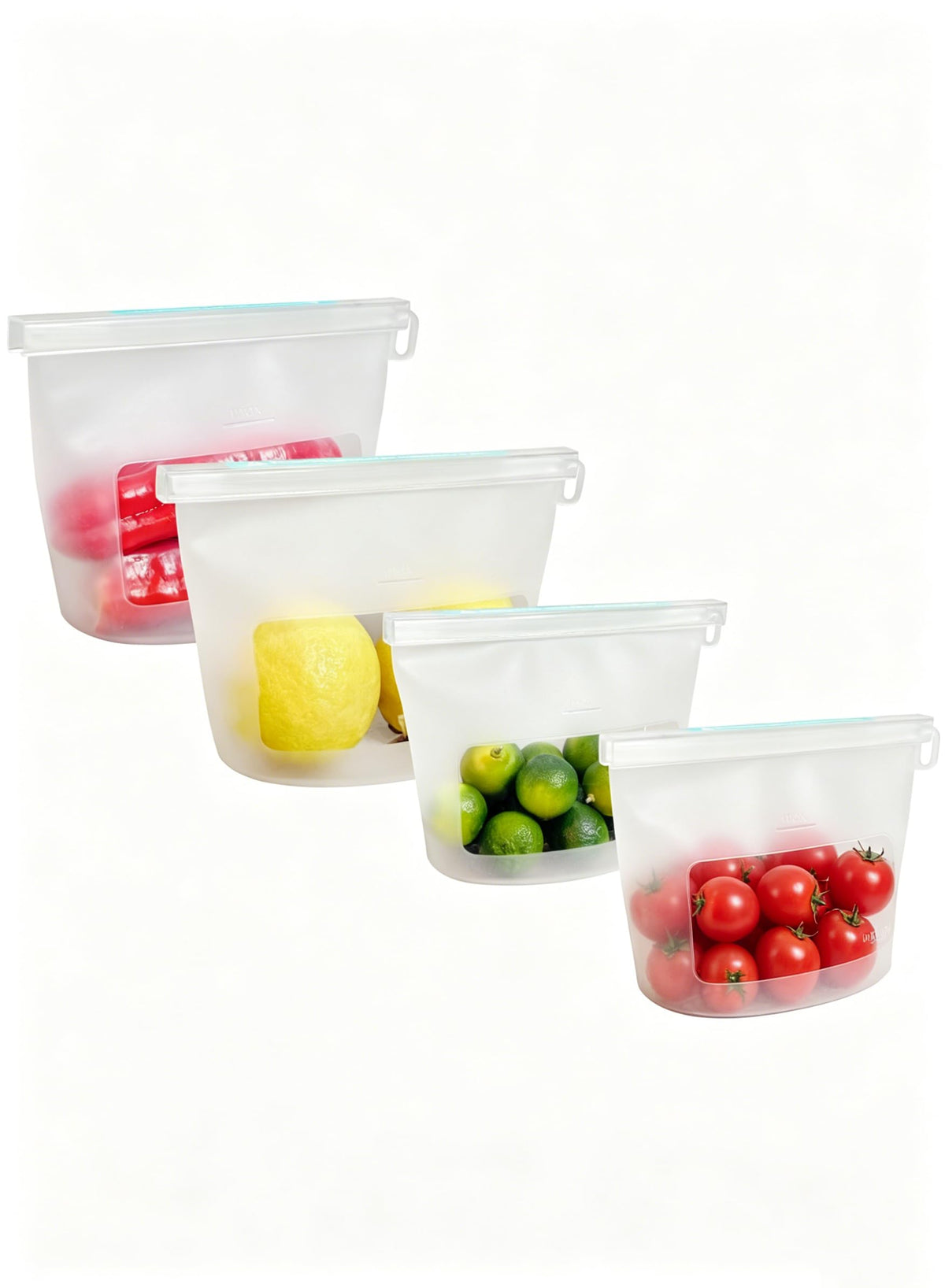 Reusable Silicone Food Storage Bags (Set of 4), Dishwasher Oven Microwave Freezer Safe, Eco-Friendly 100% Platinum, Leakproof Sous Vide Bags, Premium Lunch Containers, 2 Snack 2 Sandwich, Mixed