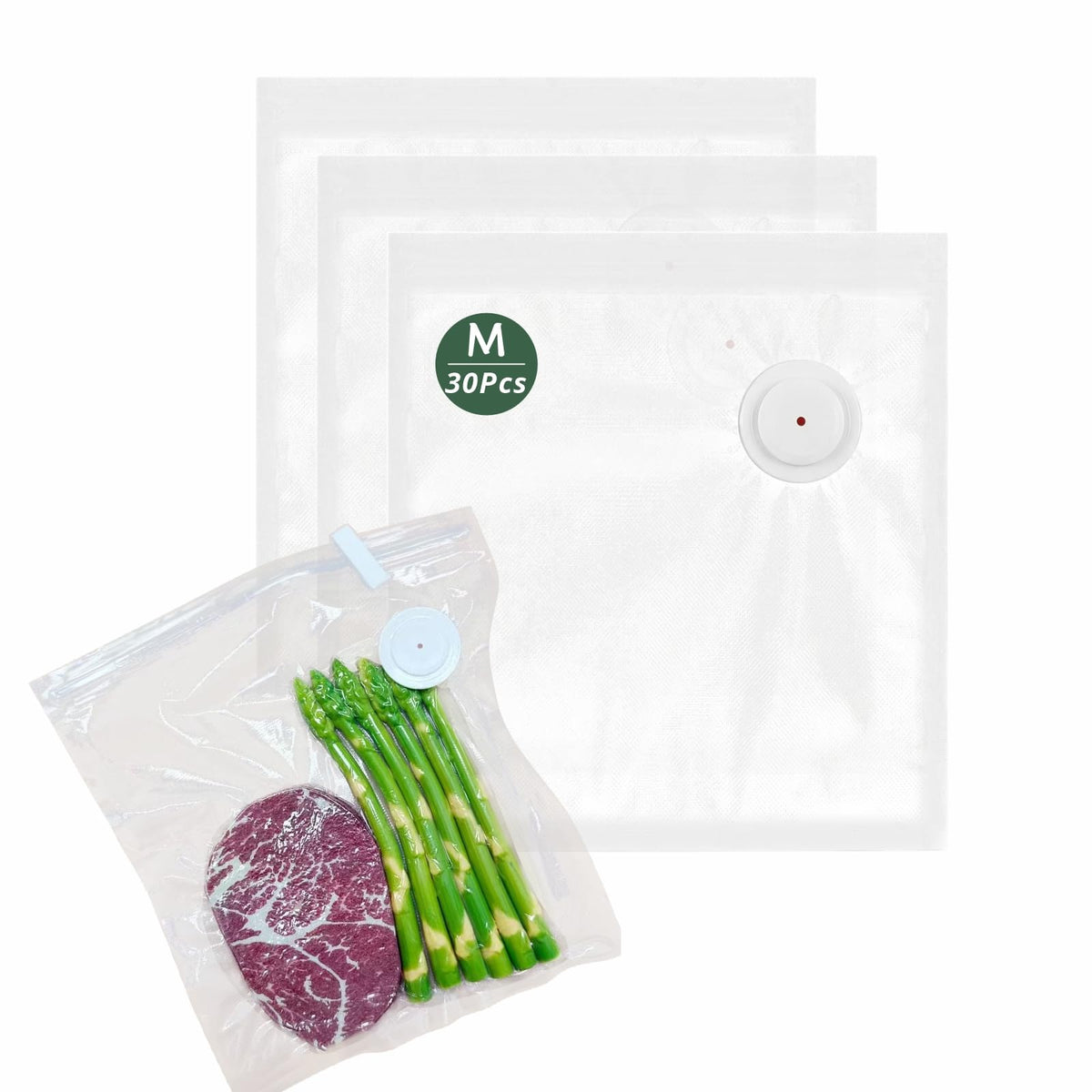 Vacuum Sealer Bags for Food 30 Pcs (8.5 * 8.5in), BPA-Free Sous Vide Bags Reusable for Microwave Heating, Cooking and Freezer Storage, Compatible with Most Handheld Sealers and Vacuum Sealer Machines