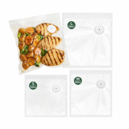 Reusable Vacuum Sealer Bags for Food 45Pcs (S/M/L), BPA-Free Sous Vide Bags for Microwave Heating, Cooking and Freezer Storage, Compatible with Most Handheld Sealers and Vacuum Sealer Machines