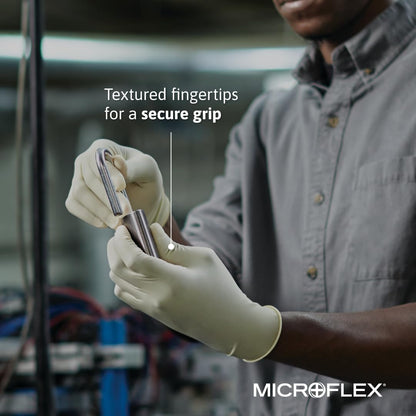 Ansell Microflex Diamond Grip MF-300 Disposable Latex Gloves for Automotive, Healthcare, Machinery Industries
