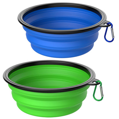 Collapsible Dog Bowls [3 Pack] 34 oz, Travel Dog Bowls, Pet Bowl Portable Foldable Water Food Feeding Dishes with Carabiner Clip for Traveling Hiking Walking-Red & Orange & Yellow