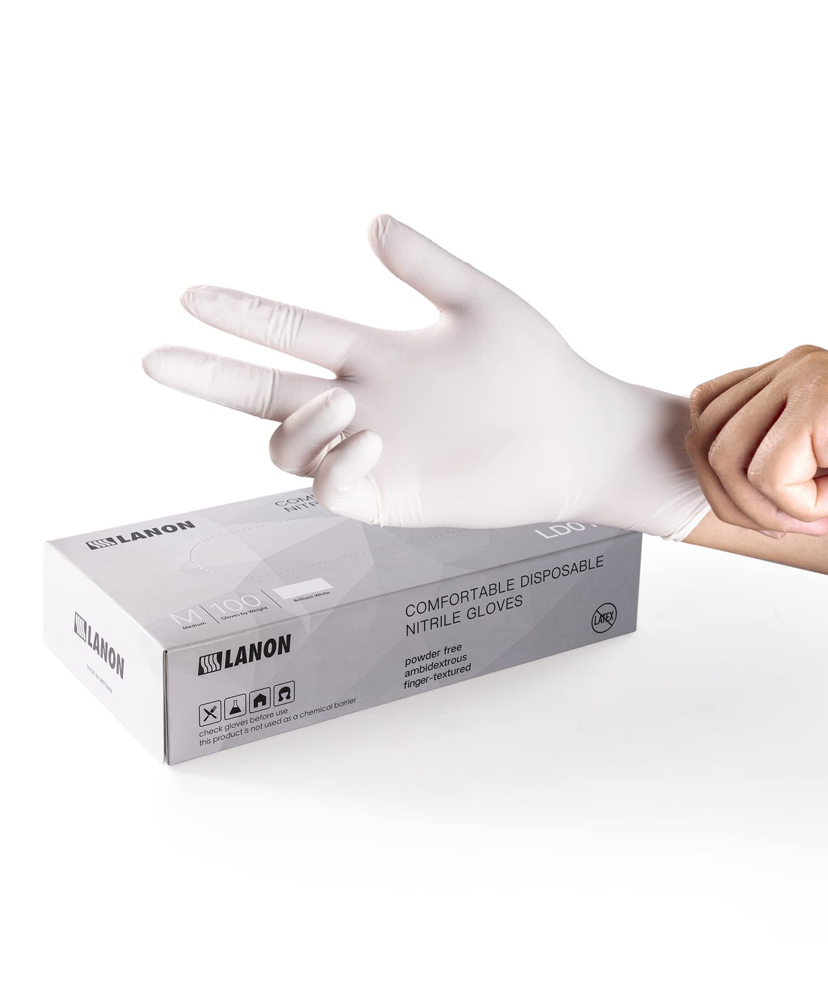 LANON Food Safe White Disposable Nitrile Gloves,Cooking Gloves,Small