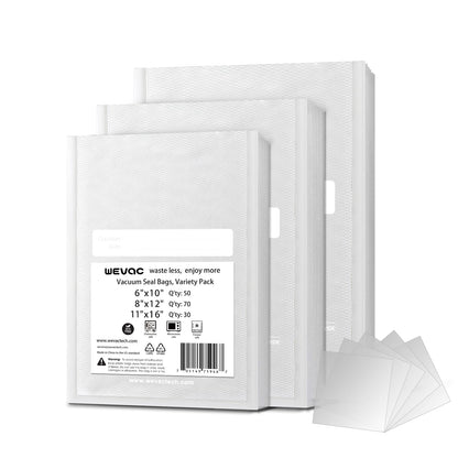 Wevac Vacuum Sealer Bags 6x10" 100 Pint for Food Saver Vacuum Seal Machine