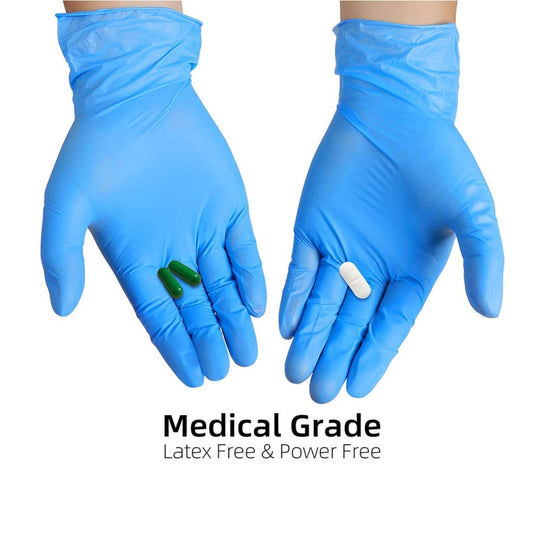 INTCO Basic Medical Synmax Vinyl Exam Gloves,Disposable Gloves - Latex-Free & Powder-Free for Medical,Cleaning,Food Safe- Large, BMPF-3003(Case of 1000,Blue)