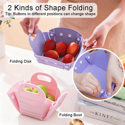 OULIGET Collapsible Camping Bowl,Silicone Bowl Portable Camping Tableware,Free Folding Plate with Handle,Space Saving Camping Essentials Outdoor,RV,2 Pieces