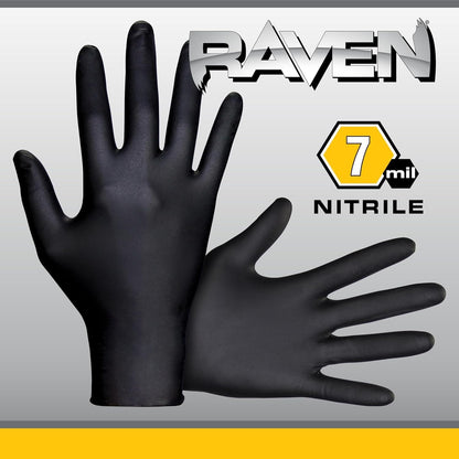 SAS Raven 66519 Safety Powder-Free Nitrile Disposable Glove, X-Large, 7 mil Thick, Pack of 100