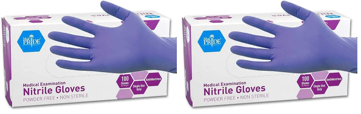 MedPride Powder-Free Nitrile Exam Gloves, Iris Blue, Medium, Box/100
