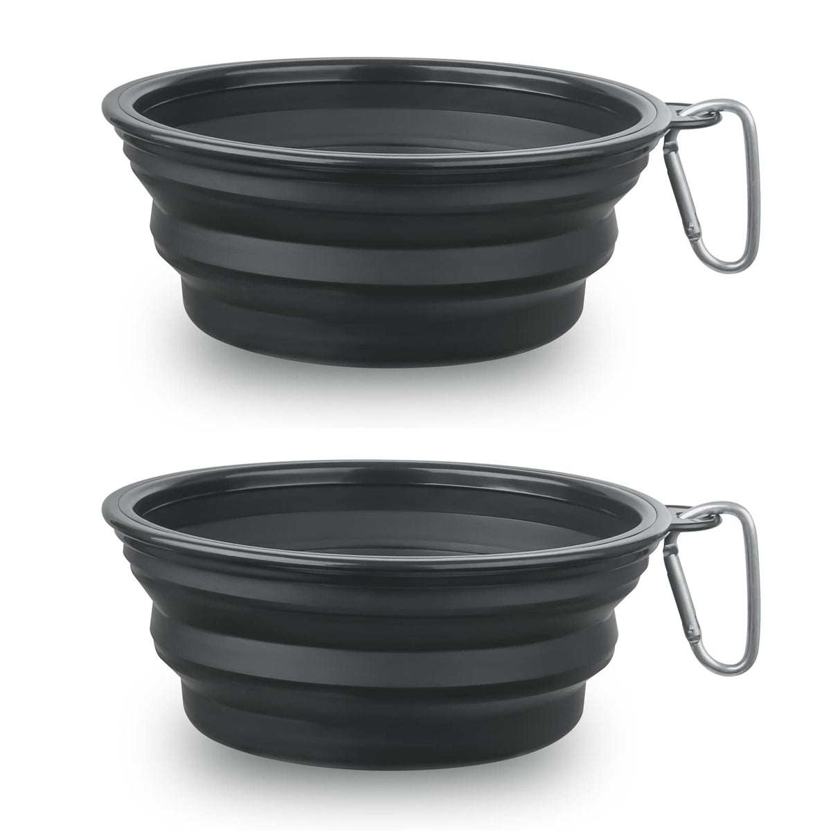 Large Dog Bowl Pet Collapsible Bowls, 2 Pack Collapsible Dog Water Bowls for Cats Dogs, Portable Pet Feeding Watering Dish for Walking Parking Traveling with 2 Carabiners (Large, Blue+Green)