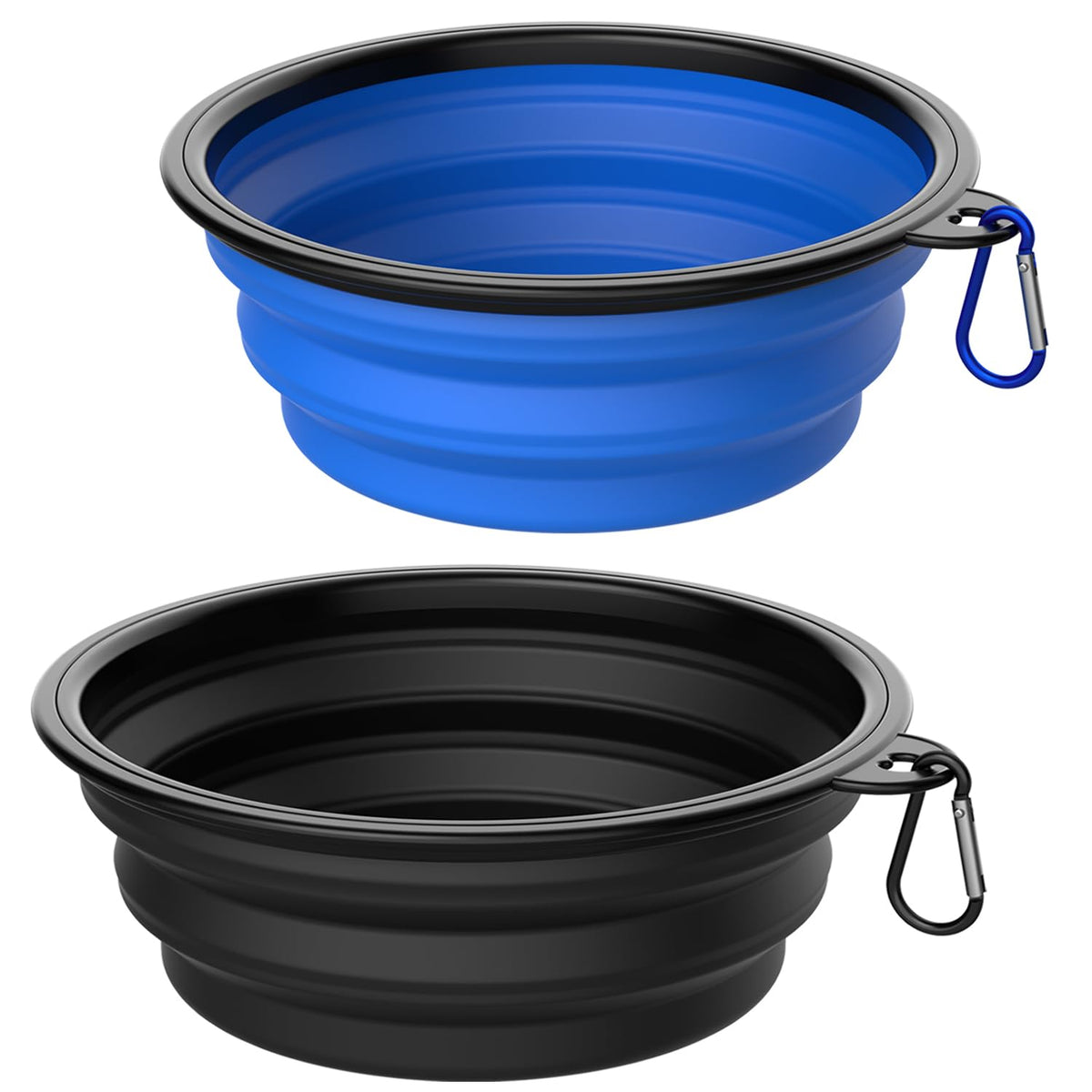 Collapsible Dog Bowls [3 Pack] 34 oz, Travel Dog Bowls, Pet Bowl Portable Foldable Water Food Feeding Dishes with Carabiner Clip for Traveling Hiking Walking-Red & Orange & Yellow