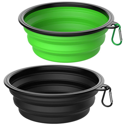 Collapsible Dog Bowls [3 Pack] 34 oz, Travel Dog Bowls, Pet Bowl Portable Foldable Water Food Feeding Dishes with Carabiner Clip for Traveling Hiking Walking-Red & Orange & Yellow