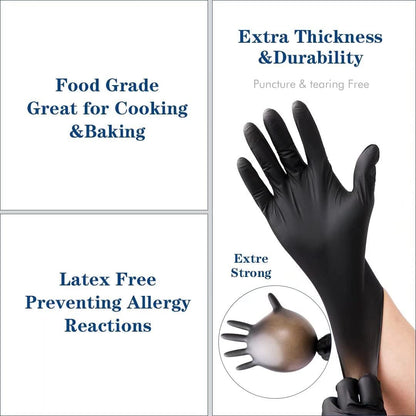 YKANG Black Disposable Nitrile Gloves,Latex Free Food Safe Cooking Gloves