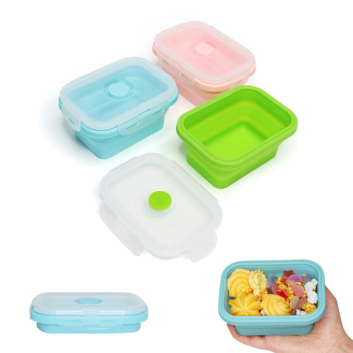 Alimat PluS 11.8oz Silicone Collapsible Travel Food Containers 3 Pack