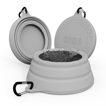 OHMO Spill Proof Collapsible Dog Bowl, 34oz Portable Dog Water Bowl
