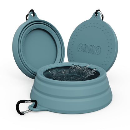 OHMO Spill Proof Collapsible Dog Bowl, 34oz Portable Dog Water Bowl