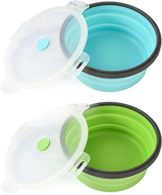Large Collapsible 40 OZ Travel Dog Bowls, 2 Pack with Lids, Foldable Silicone Food & Water Bowl for Large Dogs, Lightweight & Leak Proof, Perfect for Outdoor Travel, Camping & Hiking