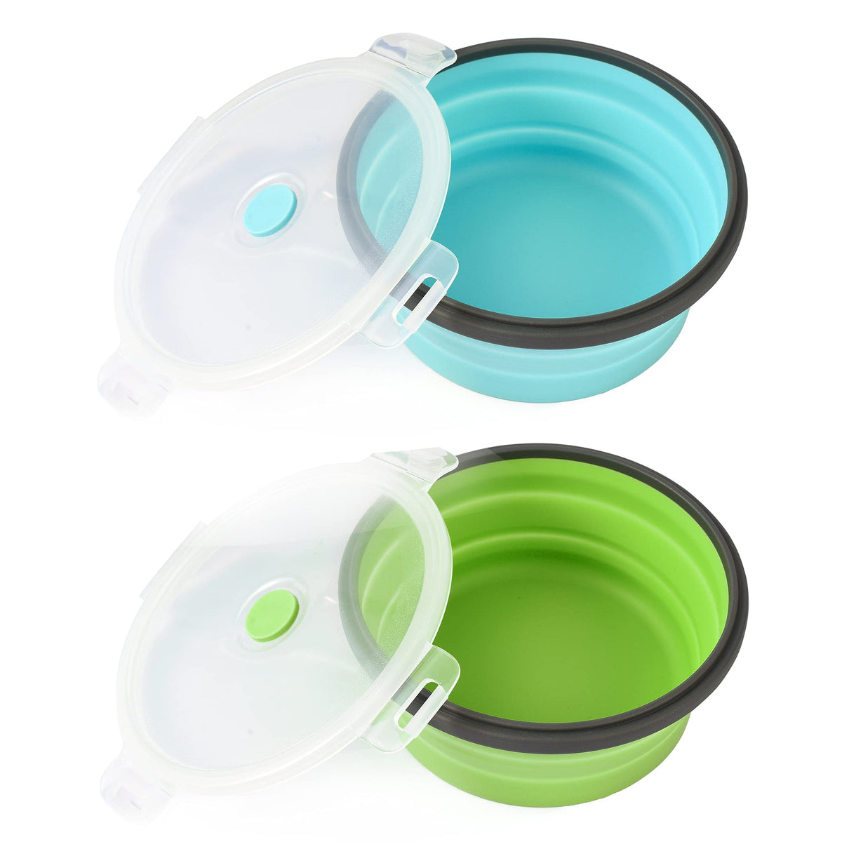 Large Collapsible 40 OZ Travel Dog Bowls, 2 Pack with Lids, Foldable Silicone Food & Water Bowl for Large Dogs, Lightweight & Leak Proof, Perfect for Outdoor Travel, Camping & Hiking