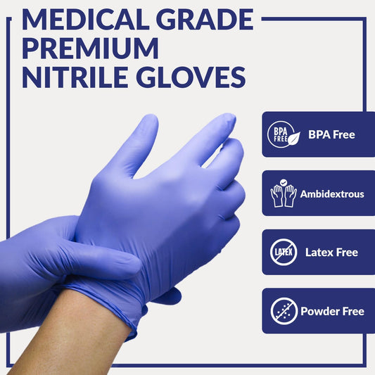 Klex Nitrile Exam Gloves - Medical Grade, Powder Free, Rubber Latex Free, Food Safe, Lavender