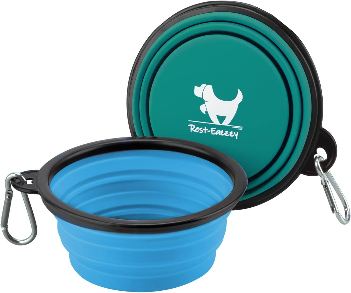 Rest-Eazzzy Collapsible Dog Bowls, 2 Pack Sturdy Portable Dog Water Bowls