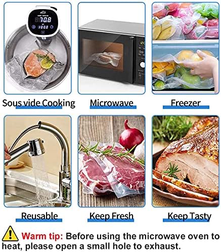 AENTGIU 200 Precut Vacuum Sealer Bags For Food, 8x12 Inch Thick BPA-Free