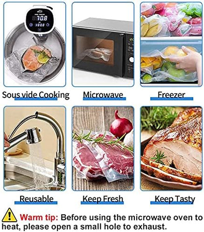 AENTGIU 200 Precut Vacuum Sealer Bags For Food, 8x12 Inch Thick BPA-Free