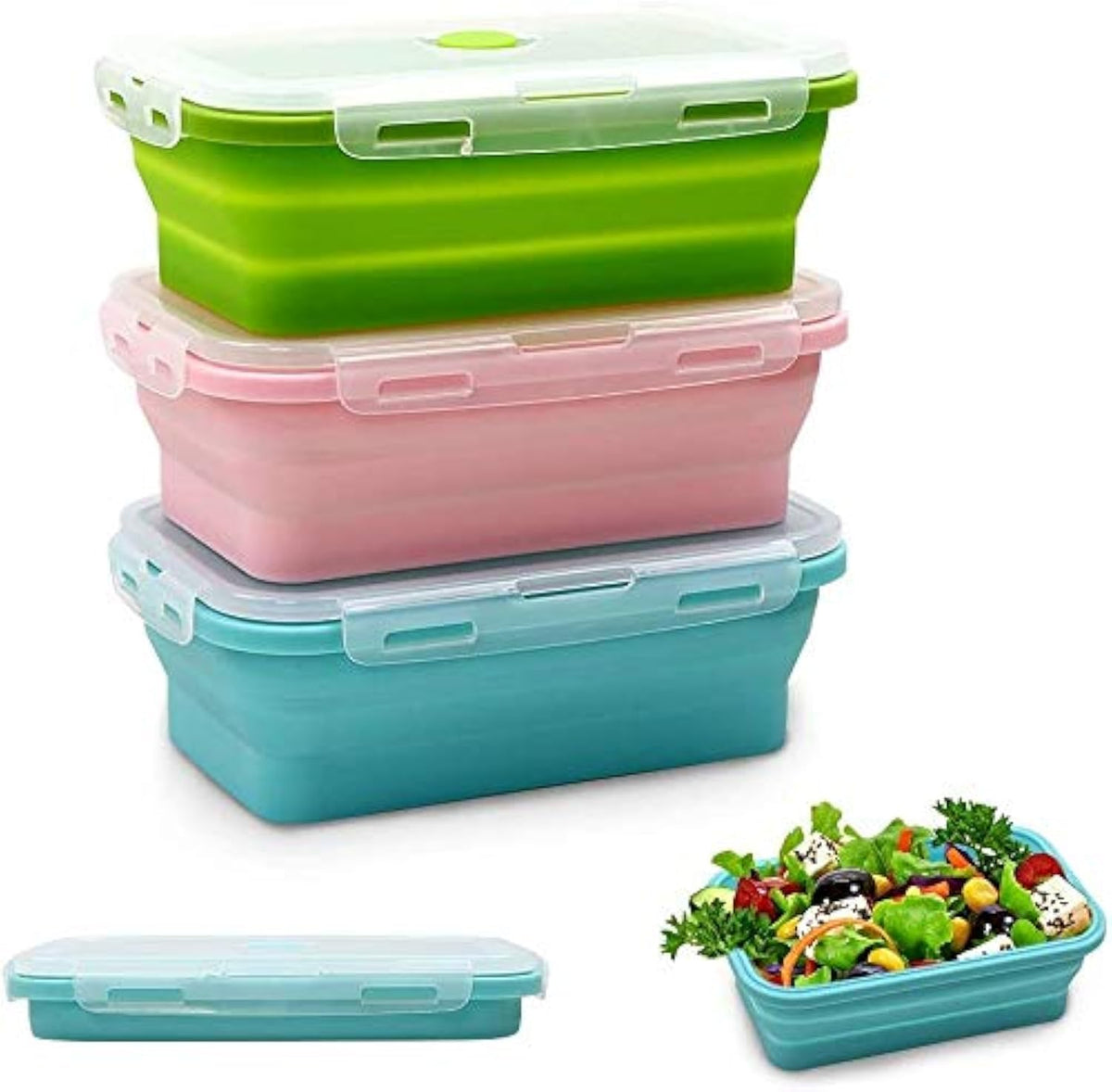 Alimat PluS 11.8oz Silicone Collapsible Travel Food Containers 3 Pack