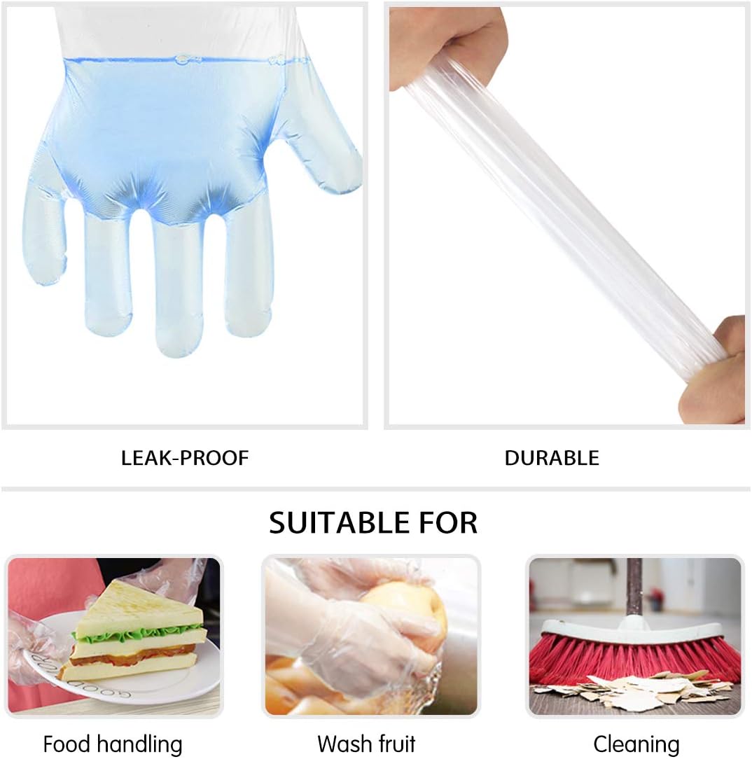 Teivio Disposable Gloves, Plastic Gloves for Kitchen Cooking Cleaning Food Handling