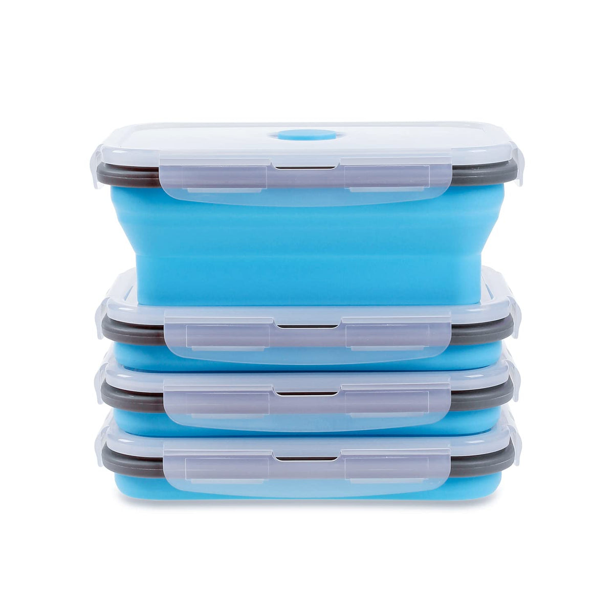 Collapsible Food Storage Containers with Lid & Air Vent, 8 Pack, 4 Rectangular + 4 Round, Annaklin Foldable Silicone Lunch Containers Collapsible Bowls Set, Microwave Freezer Dishwasher Safe, 4 Colors