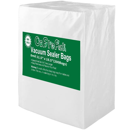 O2frepak Quart 4mil 8"x12" Vacuum Sealer Bags 200ct for Food Storage