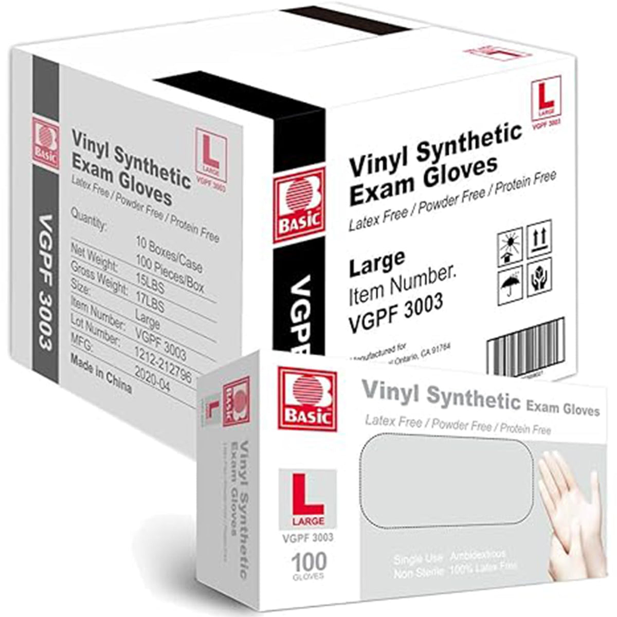 Jointown Basic Medical Vinyl Exam Gloves Disposable Latex Free Medium, Powder-Free, Clear Food Safe Gloves, Vgpf3002, (Case of 1,000) Medium