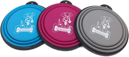 Collapsible Silicone Bowls 3 Pack (XL 25oz Each) with Color Matched Carabiner Clips - Dishwasher Safe BPA FREE Food Grade Silicone Portable Pet Bowls - Foldable for Journeys, Hiking, Kennels & Camping