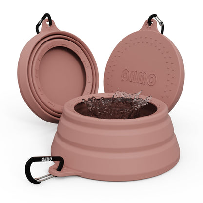 OHMO Spill Proof Collapsible Dog Bowl, 34oz Portable Dog Water Bowl