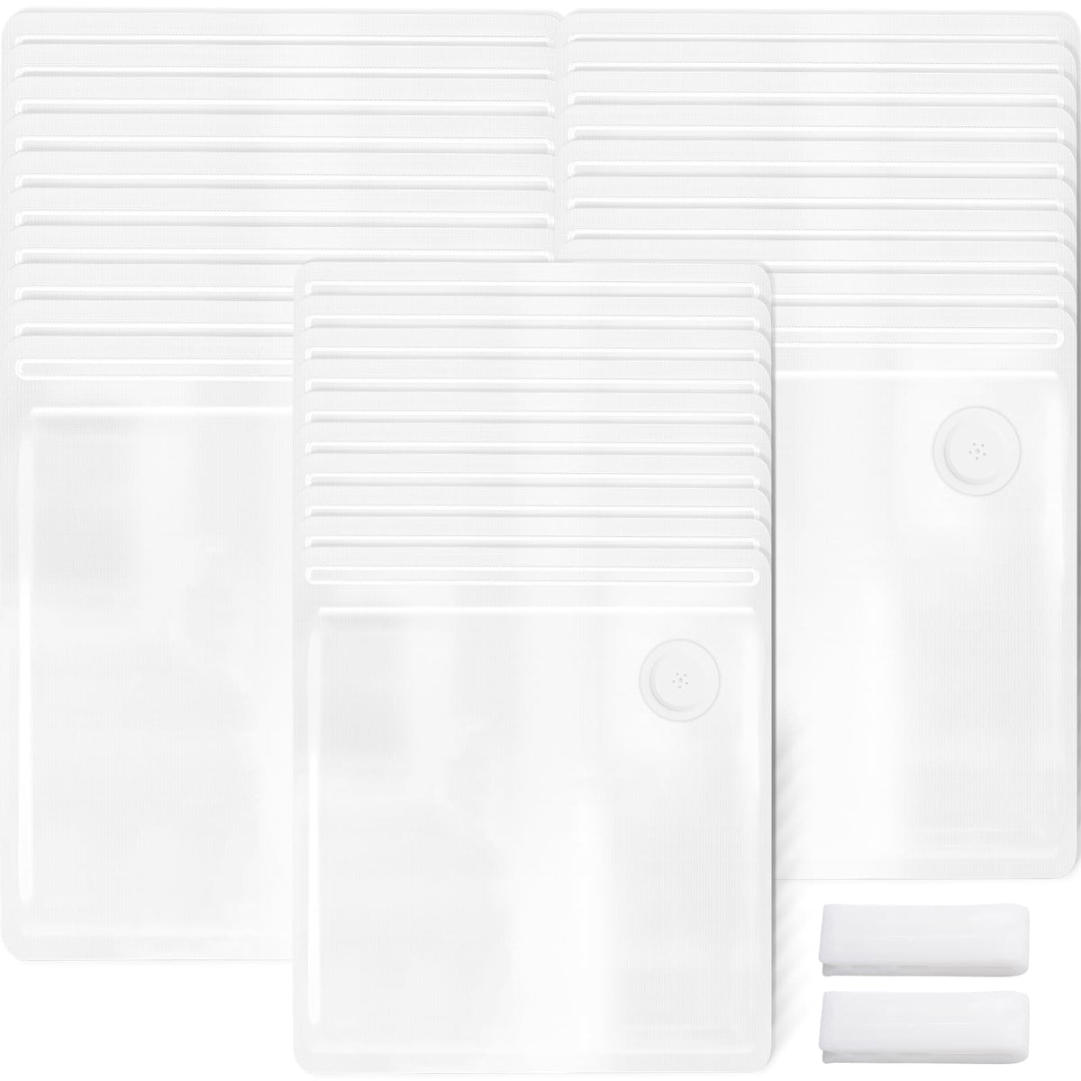 Sous Vide Bags 31 Pcs (24 Pcs Vacuum Zipper Bags & 2 Seal Clips & 5 Air Valves),Reusable BPA Free Vacuum Sealer Bags Vacuum Food Storage Bags for Cooking/Food Storage/Microwave Heating