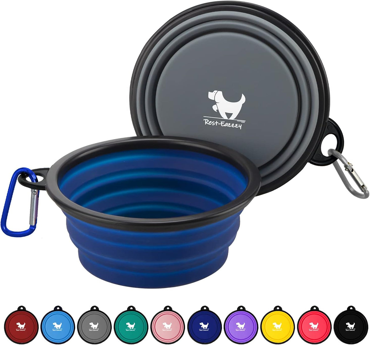 Rest-Eazzzy Collapsible Dog Bowls, 2 Pack Sturdy Portable Dog Water Bowls