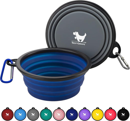 Rest-Eazzzy Collapsible Dog Bowls, 2 Pack Sturdy Portable Dog Water Bowls